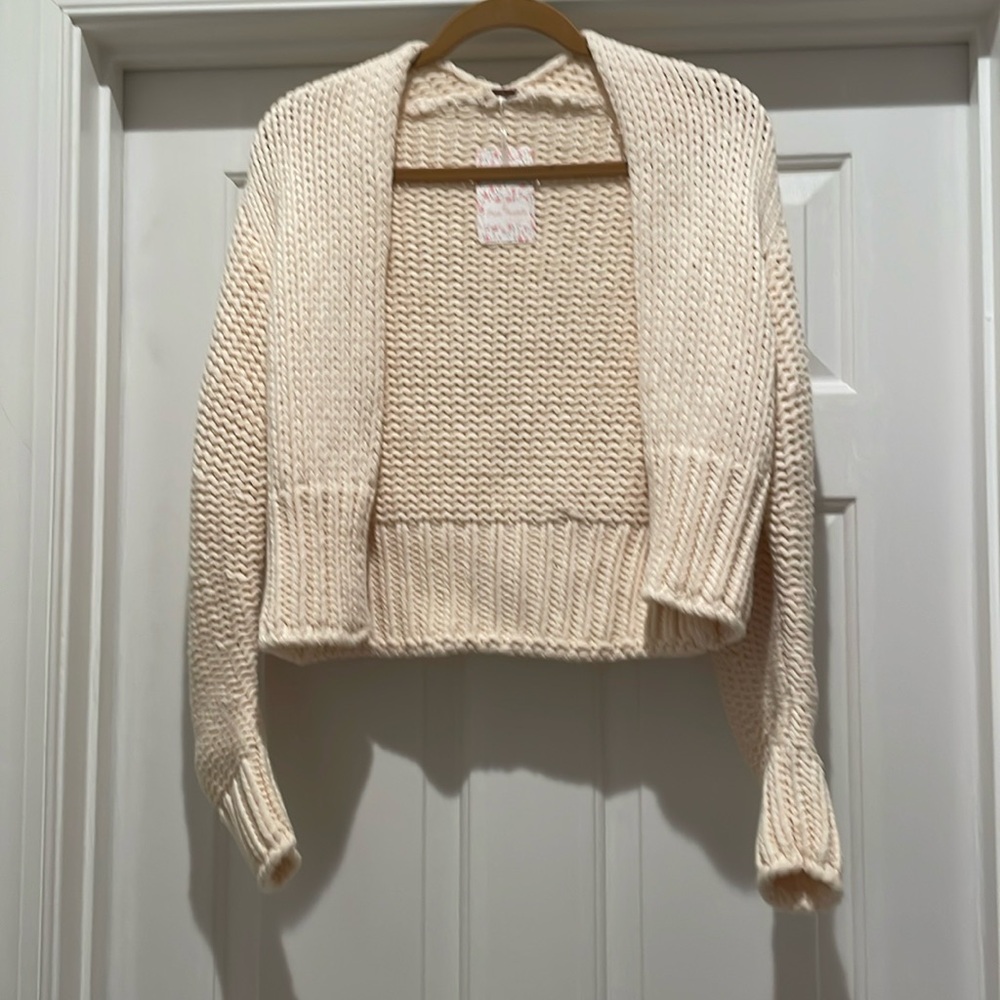 NWT Free People Ivory Chunky Knit Cardi